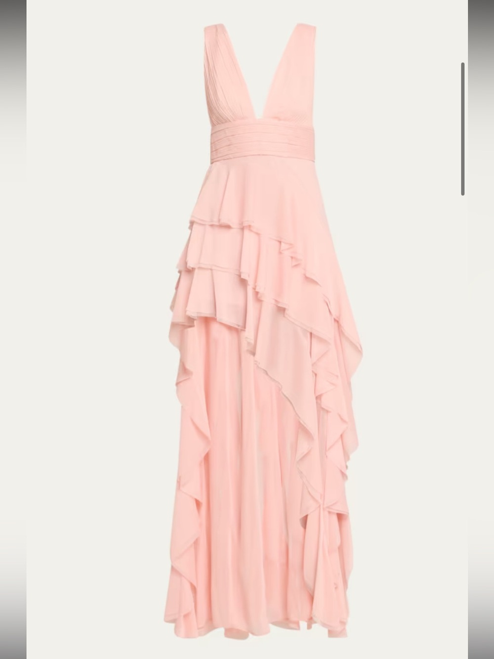 Alice + Olivia Holly Low Neck Asymmetric Ruffle Pink Lace Maxi Dress NWT Size 4
